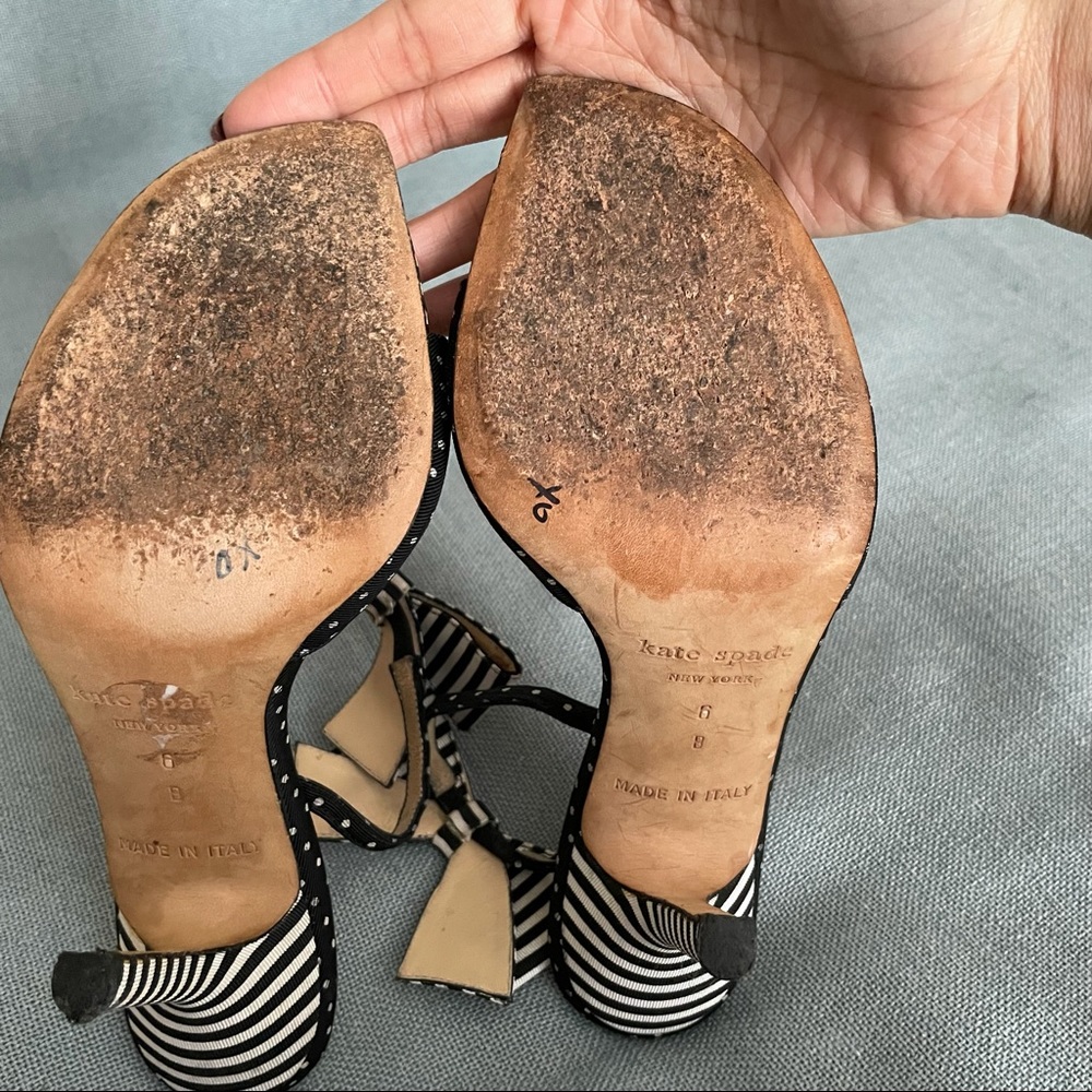 Kate Spade It Girl Slingback Strap Medium Stiletto Leather Heel w/ Bow Size 6 - Picture 7 of 8